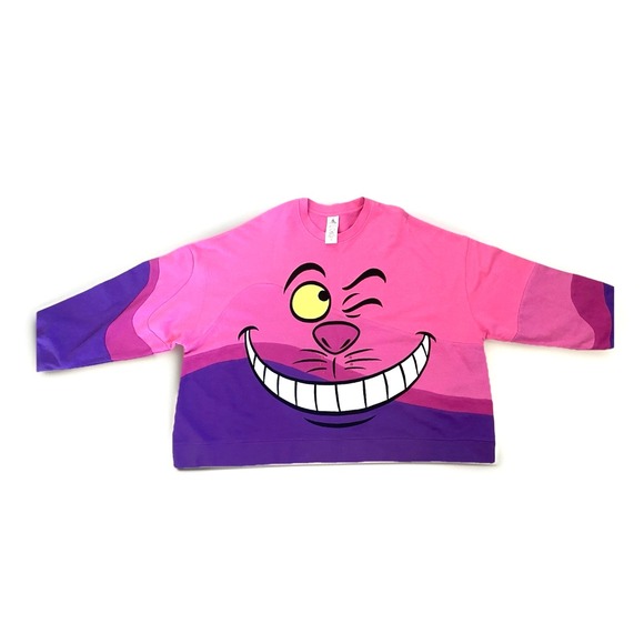 Disney Sweaters - Disney Parks Alice Sweatshirt Terry Oversized Cheshire Cat Face 2XL GUC Top 2025